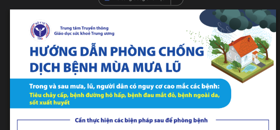 HƯỚNG DẪN PHÒNG CHỐNG DỊCH BỆNH MÙA MƯA LŨ