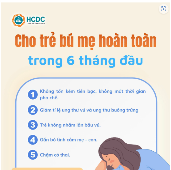 Cho trẻ bú mẹ hoàn toàn trong 6 tháng đầu