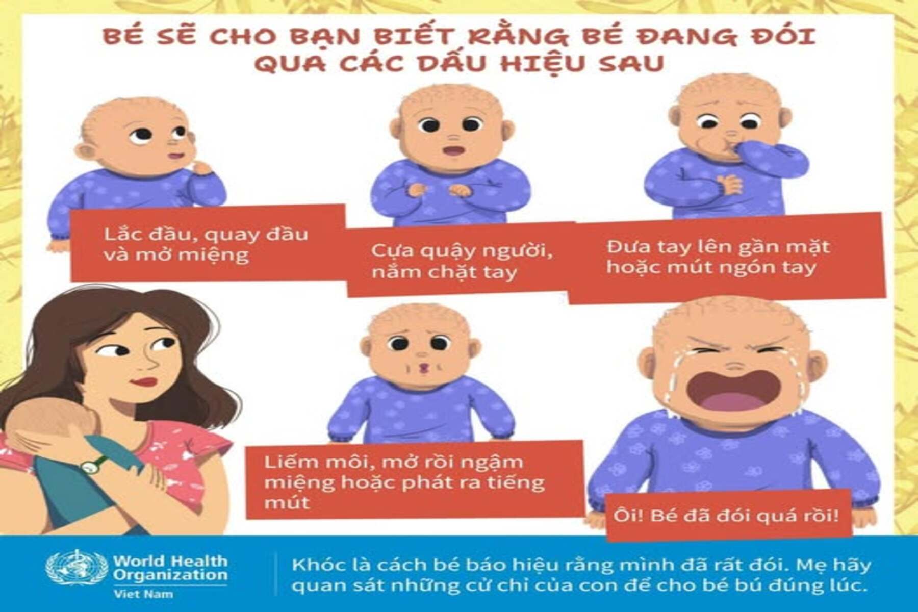Các dấu hiệu cho bạn biết rằng bé đang đói