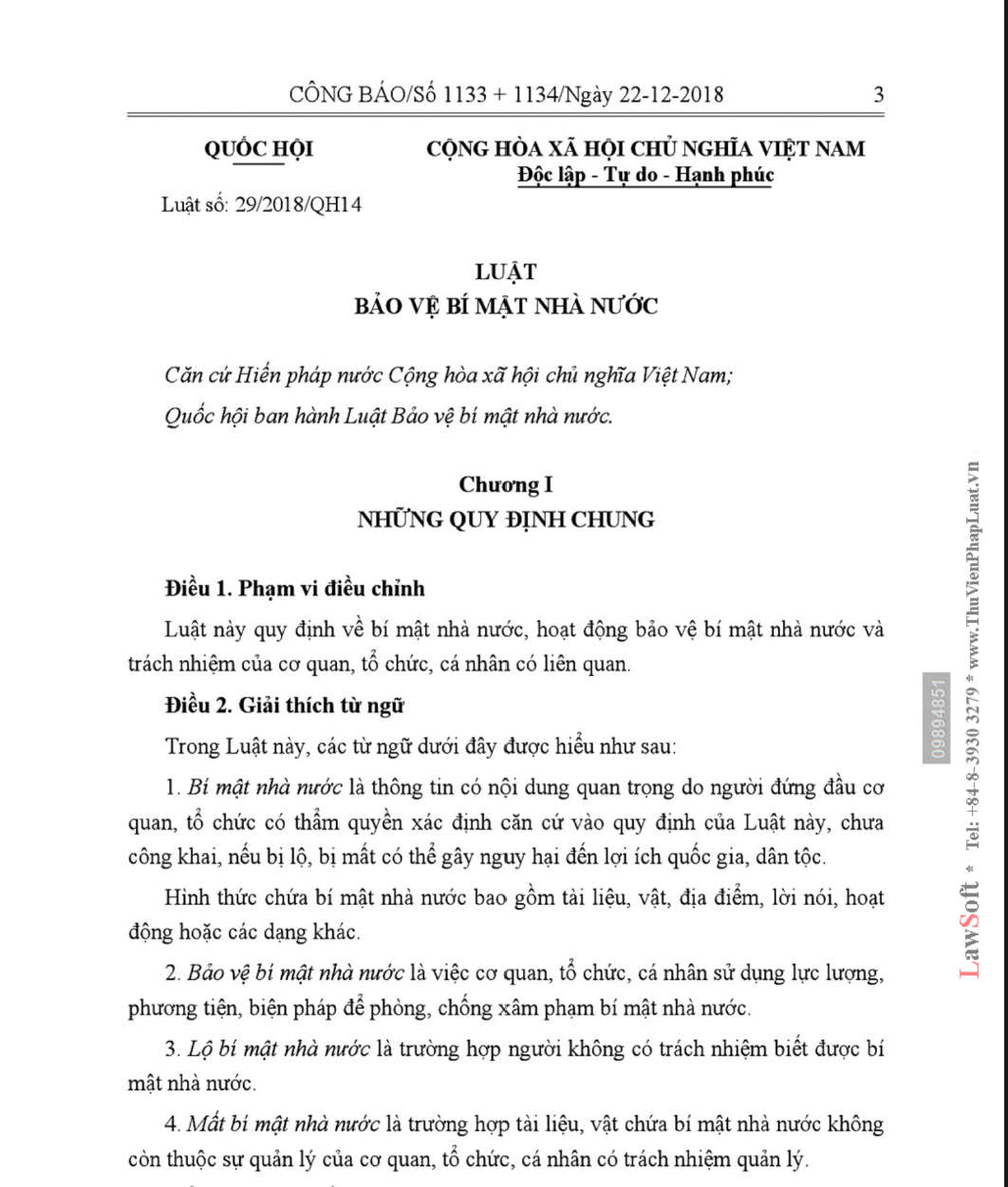 LUẬT BẢO VỆ BÍ MẬT NHÀ NƯỚC
