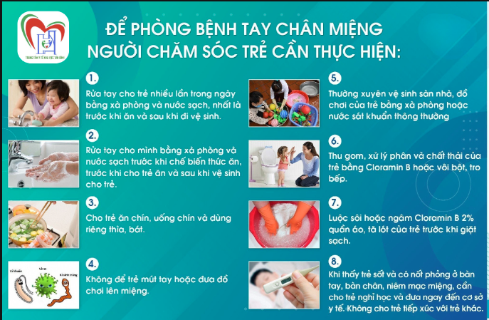 Để phòng bệnh tay chân miệng người chăm sóc trẻ cần thực hiện