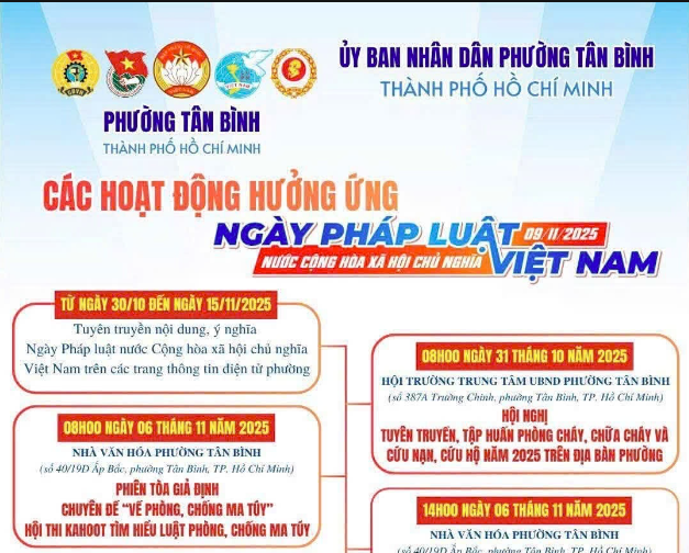Phường Tân Bình hưởng ứng Ngày Pháp luật nước Cộng hòa xã hội chủ nghĩa Việt Nam 9/11 năm 2025