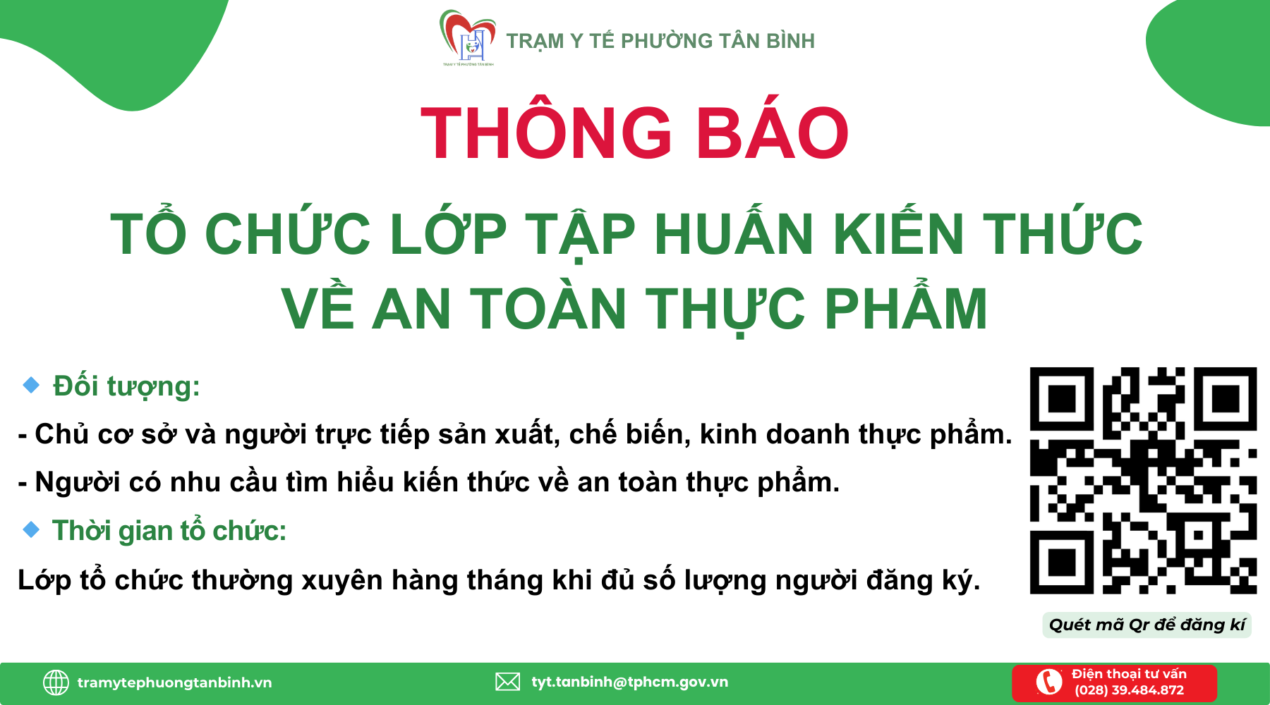 TỔ CHỨC LỚP TẬP HUẤN KIẾN THỨC VỀ AN TOÀN THỰC PHẨM NĂM 2026