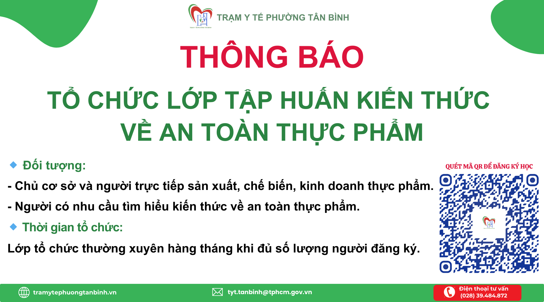 TỔ CHỨC LỚP TẬP HUẤN KIẾN THỨC VỀ AN TOÀN THỰC PHẨM NĂM 2026