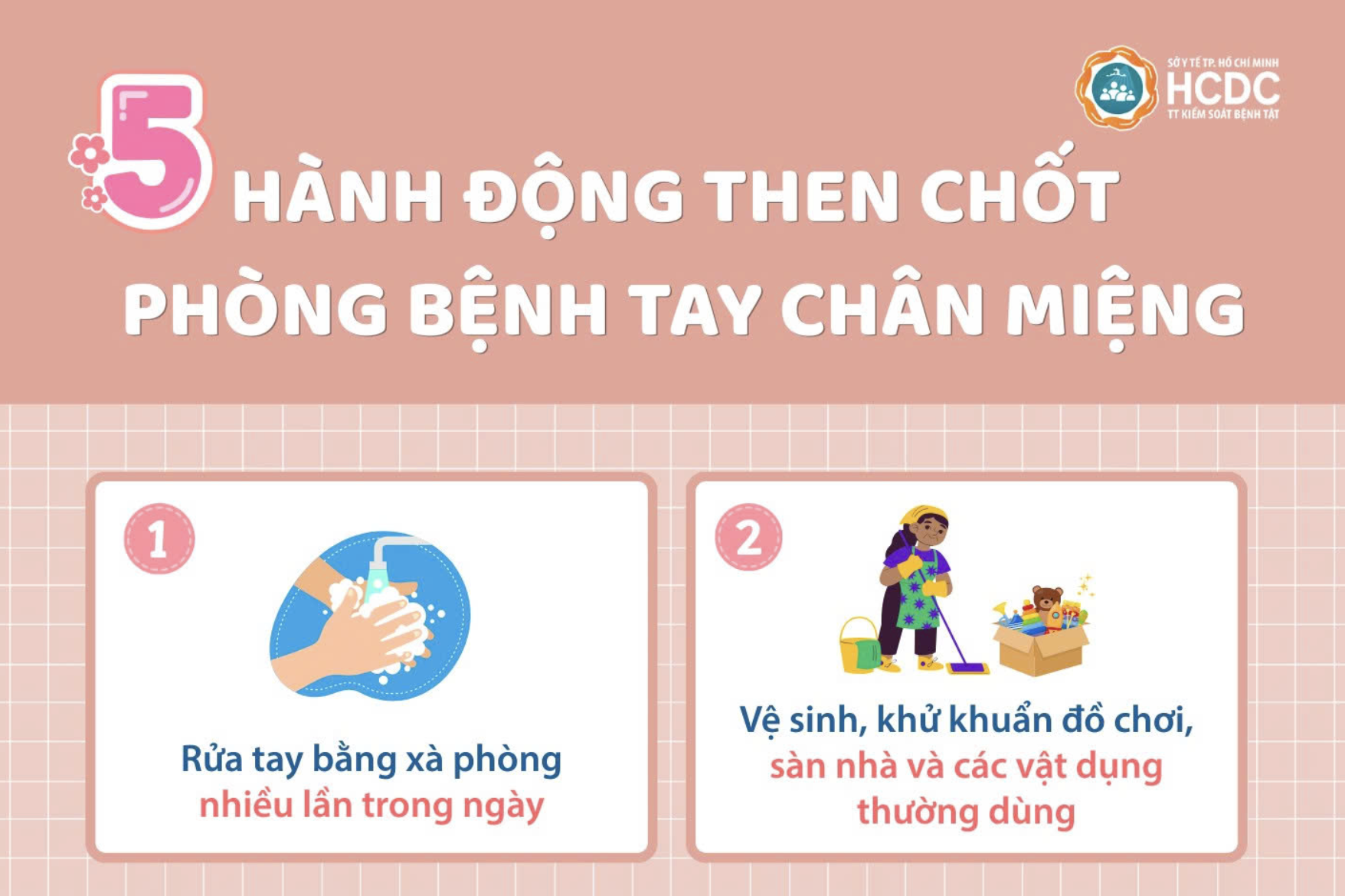 5 hành động then chốt phòng bệnh tay chân miệng