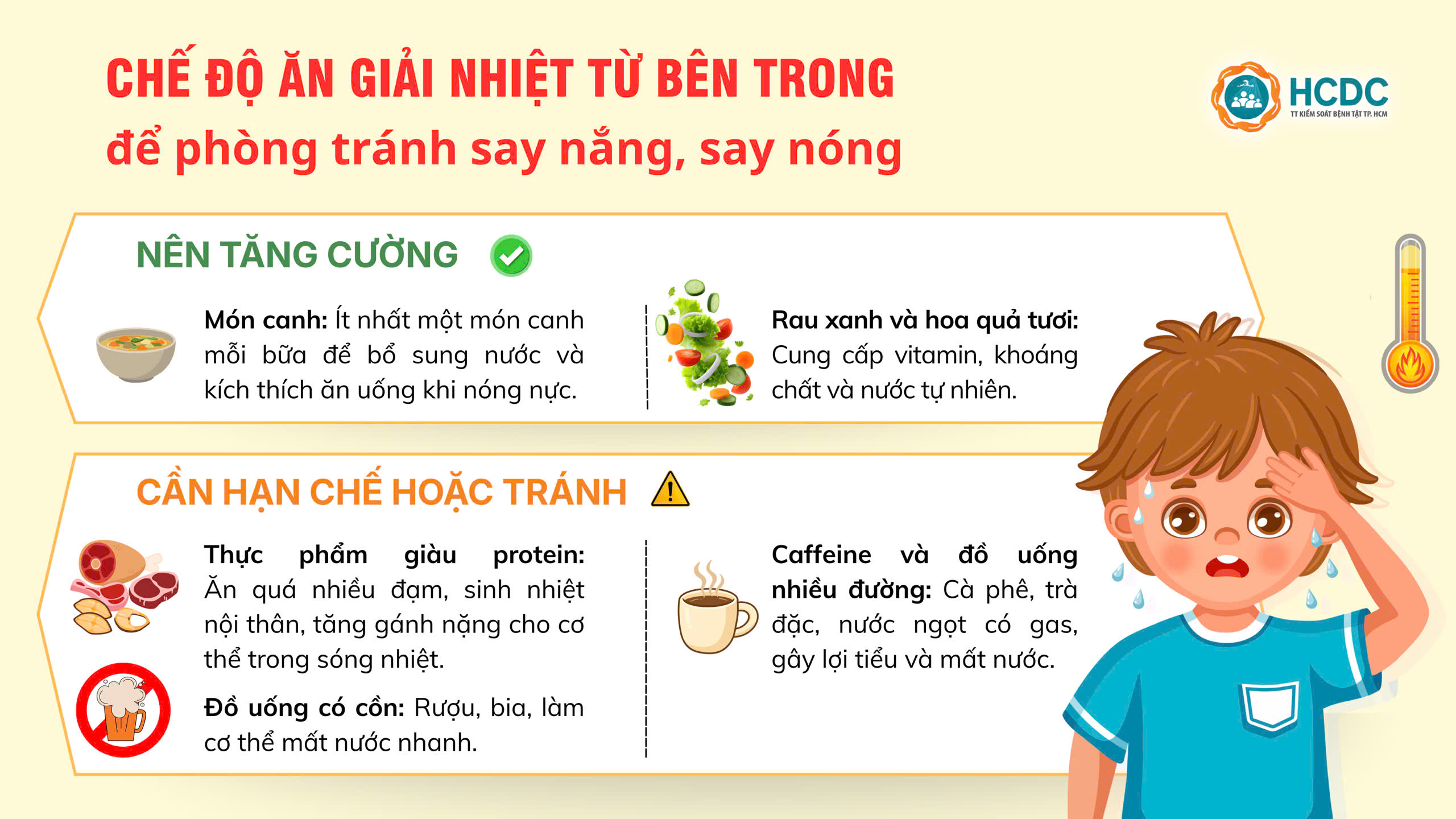 Chế độ ăn giải nhiệt từ bên trong để phòng tránh say nắng, say nóng