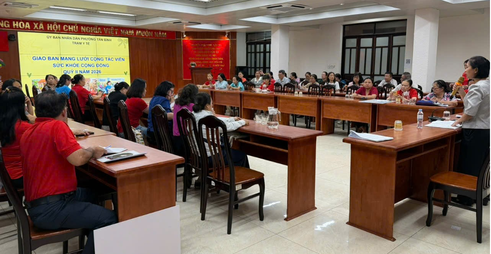 PHƯỜNG TÂN BÌNH TỔ CHỨC GIAO BAN MẠNG LƯỚI CỘNG TÁC VIÊN SỨC KHỎE CỘNG ĐỒNG QUÝ II NĂM 2026