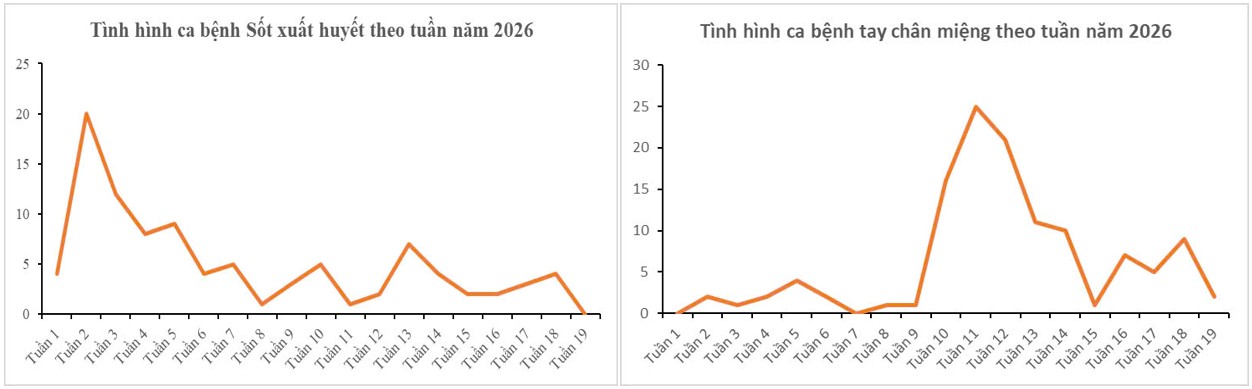 Tình hình dịch bệnh truyền nhiễm trên địa bàn phường Tân Bình tính đến tuần 19/2026