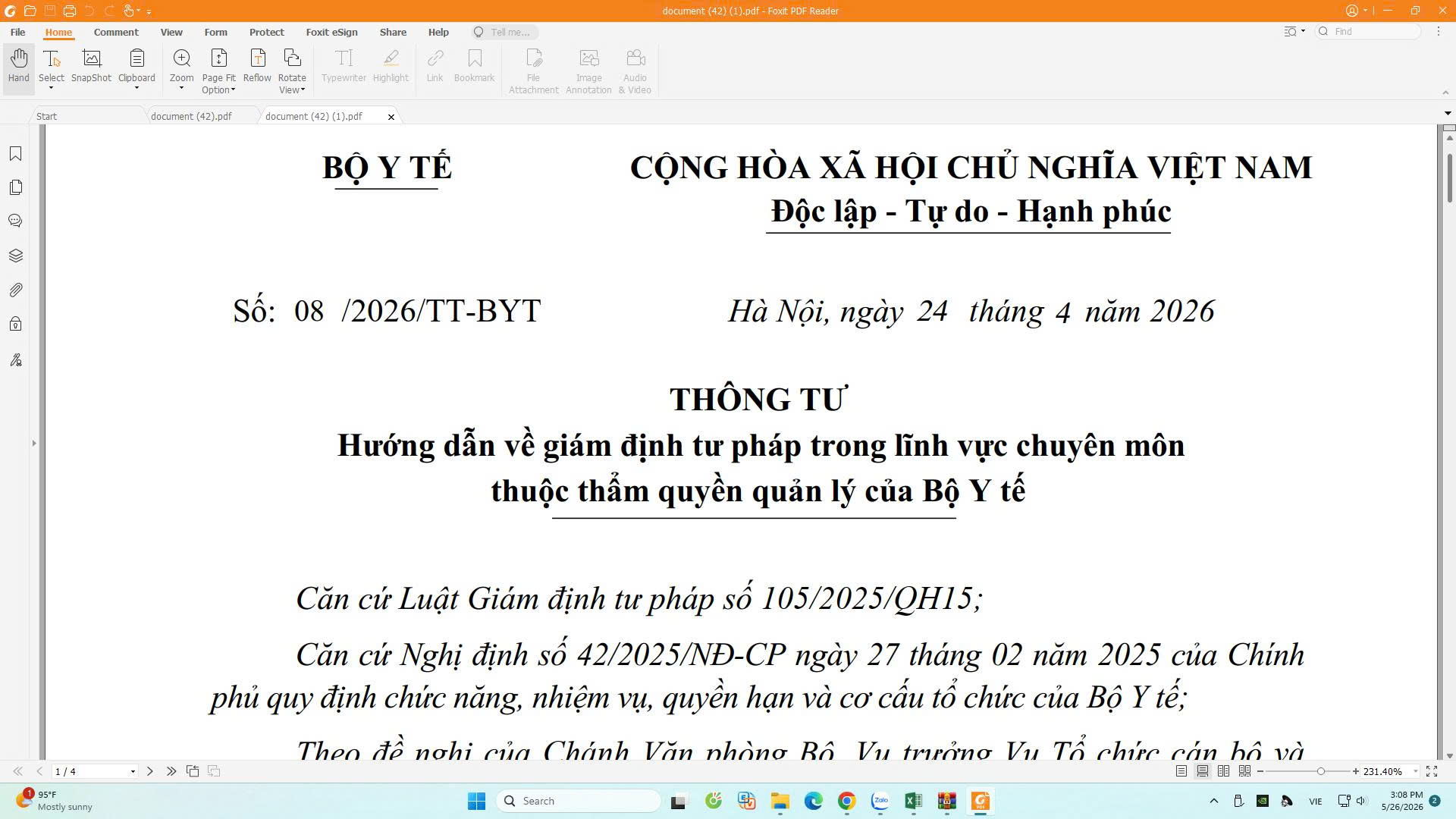 Thông tư số 08/2026/TT-BYT ngày 24 tháng 4 năm 2026 cr Bộ Y tế về hướng dẫn về giám định t pá trong lĩnh vực chuyên môn thuộc thẩm quyền quản lý của Bộ Y tế