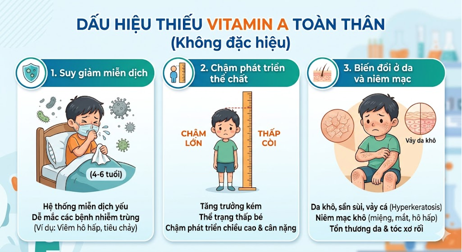 CÁC DẤU HIỆU THIẾU VITAMIN A Ở TRẺ NHỎ