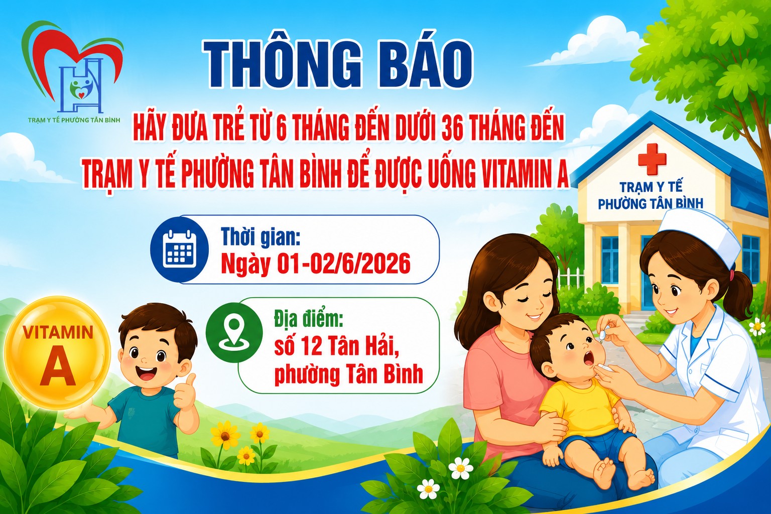 THÔNG BÁO LỊCH UỐNG VITAMIN A ĐỢT 1 NĂM 2026