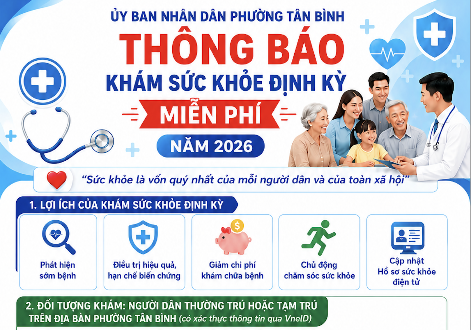 PHƯỜNG TÂN BÌNH TRIỂN KHAI KHÁM SỨC KHỎE ĐỊNH KỲ MIỄN PHÍ CHO NGƯỜI DÂN NĂM 2026