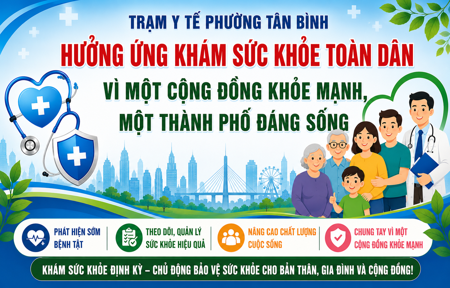 TRẠM Y TẾ PHƯỜNG TÂN BÌNH HƯỞNG ỨNG KHÁM SỨC KHỎE TOÀN DÂN – VÌ MỘT CỘNG ĐỒNG KHỎE MẠNH, MỘT THÀNH PHỐ ĐÁNG SỐNG