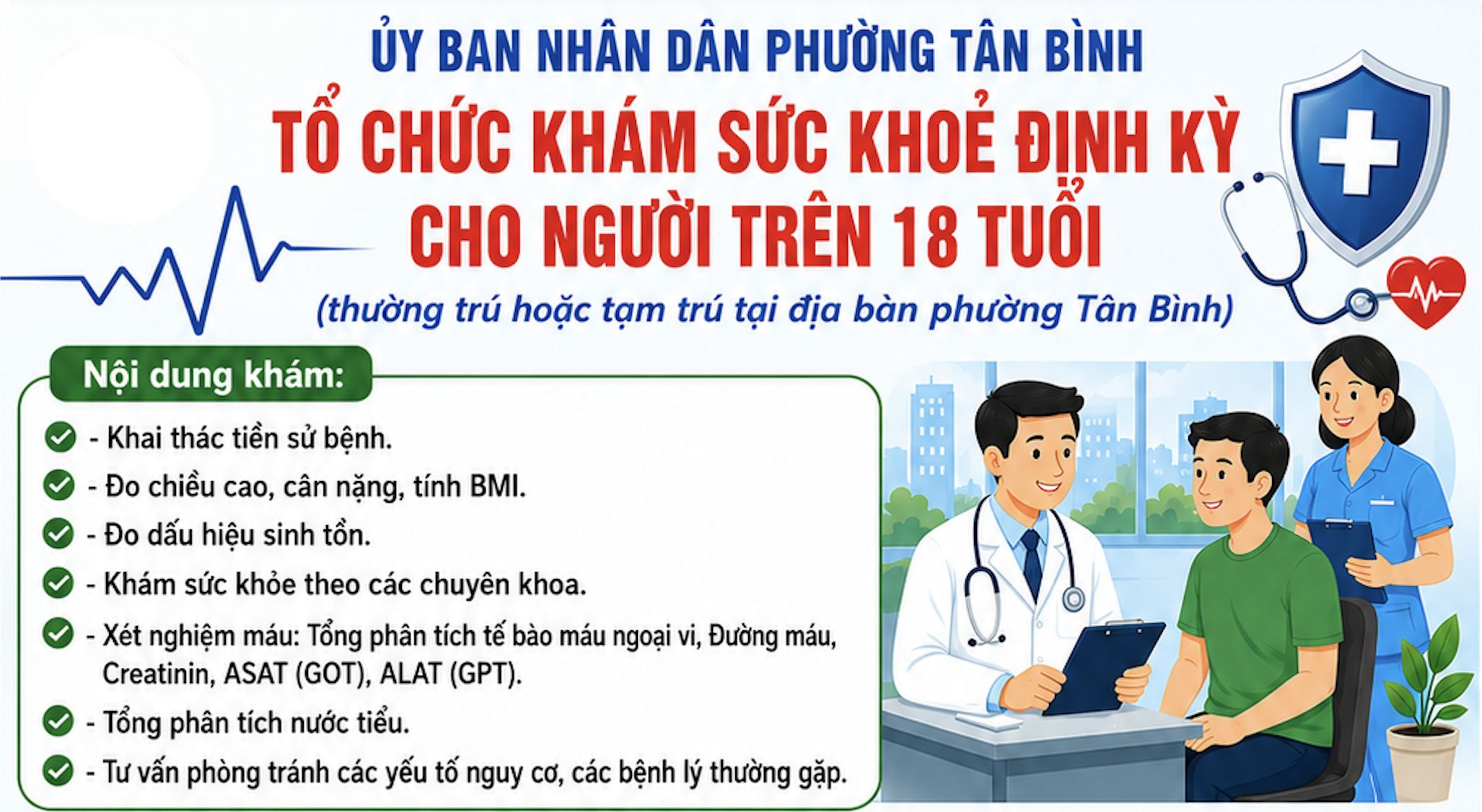 THÔNG TIN CHI TIẾT VỀ VIỆC TỔ CHỨC KHÁM SỨC KHOẺ ĐỊNH KỲ CHO NGƯỜI TỪ ĐỦ 18 TUỔI TRỞ LÊN
