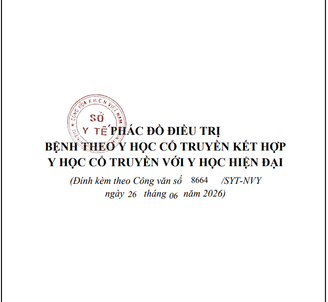PHÁC ĐỒ ĐIỀU TRỊ BỆNH THEO Y HỌC CỔ TRUYỀN KẾT HỢP Y HỌC CỔ TRUYỀN VỚI Y HỌC HIỆN ĐẠI