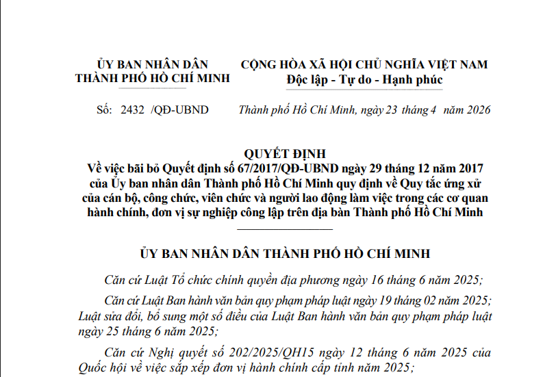 QUYẾT ĐỊNH  Về việc bãi bỏ Quyết định số 67/2017/QĐ-UBND ngày 29 tháng 12 năm 2017