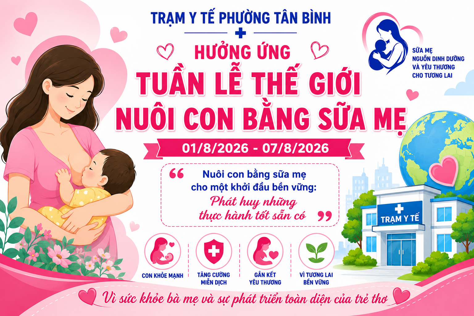 Hưởng ứng Tuần lễ Thế giới Nuôi con bằng sữa mẹ từ 01/8 đến 07/8/2026