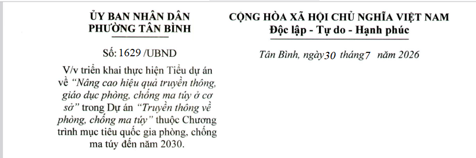 1629. CV vv triển khai thực hiện Dự án Nâng cao hiệu quả công tác phòng, chống ma túy tại cơ sở