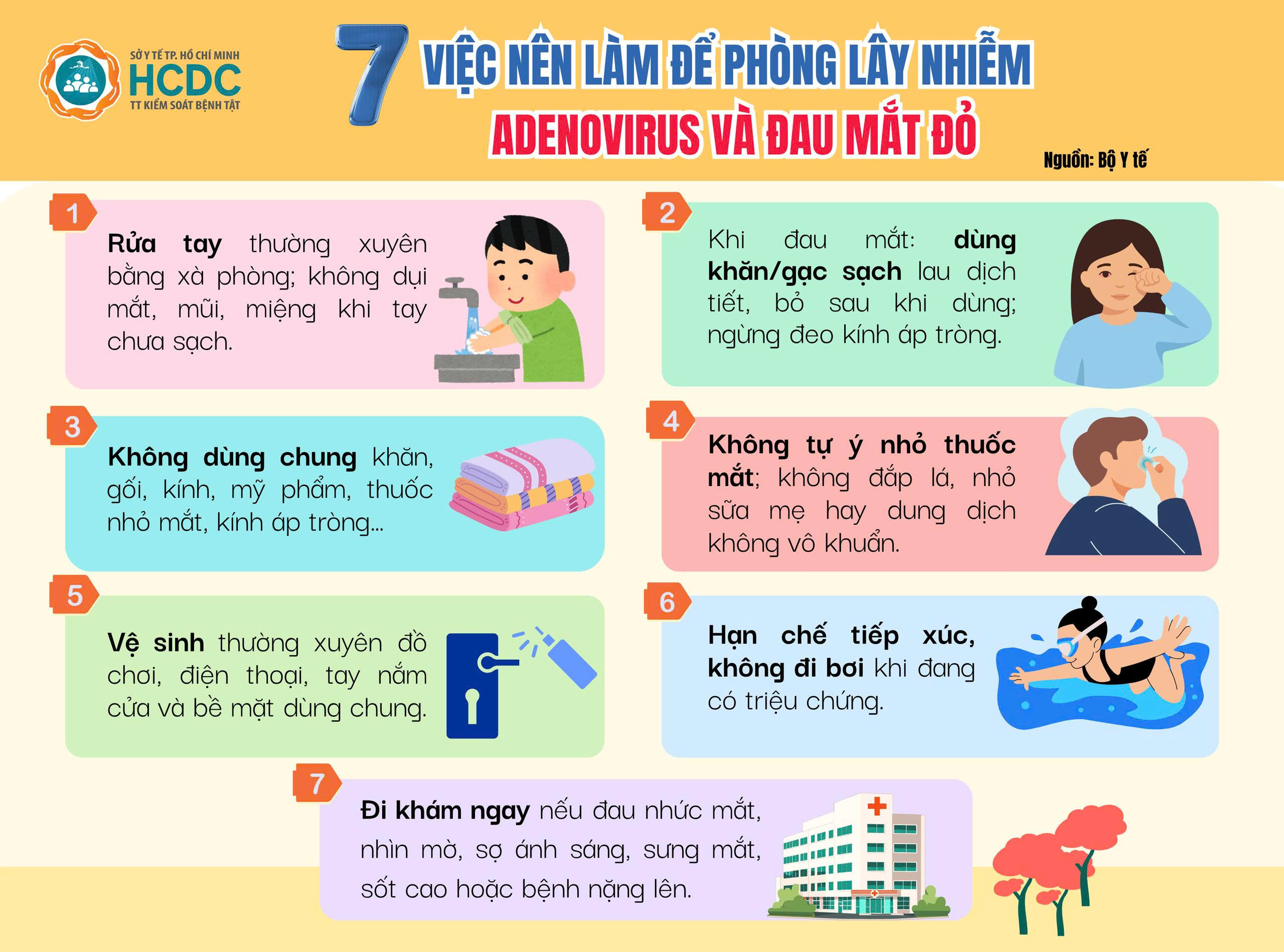 7 việc nên làm để phòng bệnh Adenovirus và đau mắt đỏ