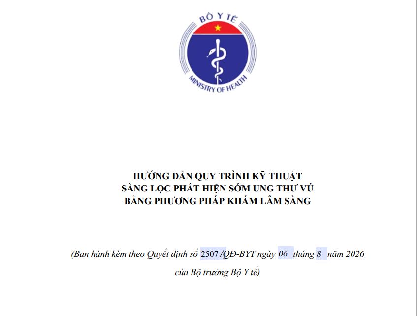 Hướng dẫn quy trình kỹ thuật sàng lọc phát hiện sớm ung thư vú bằng phương pháp khám lâm sàng