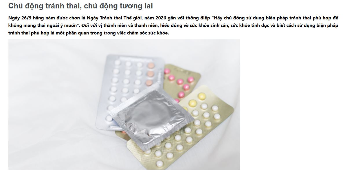 Chủ động tránh thai, chủ động tương lai