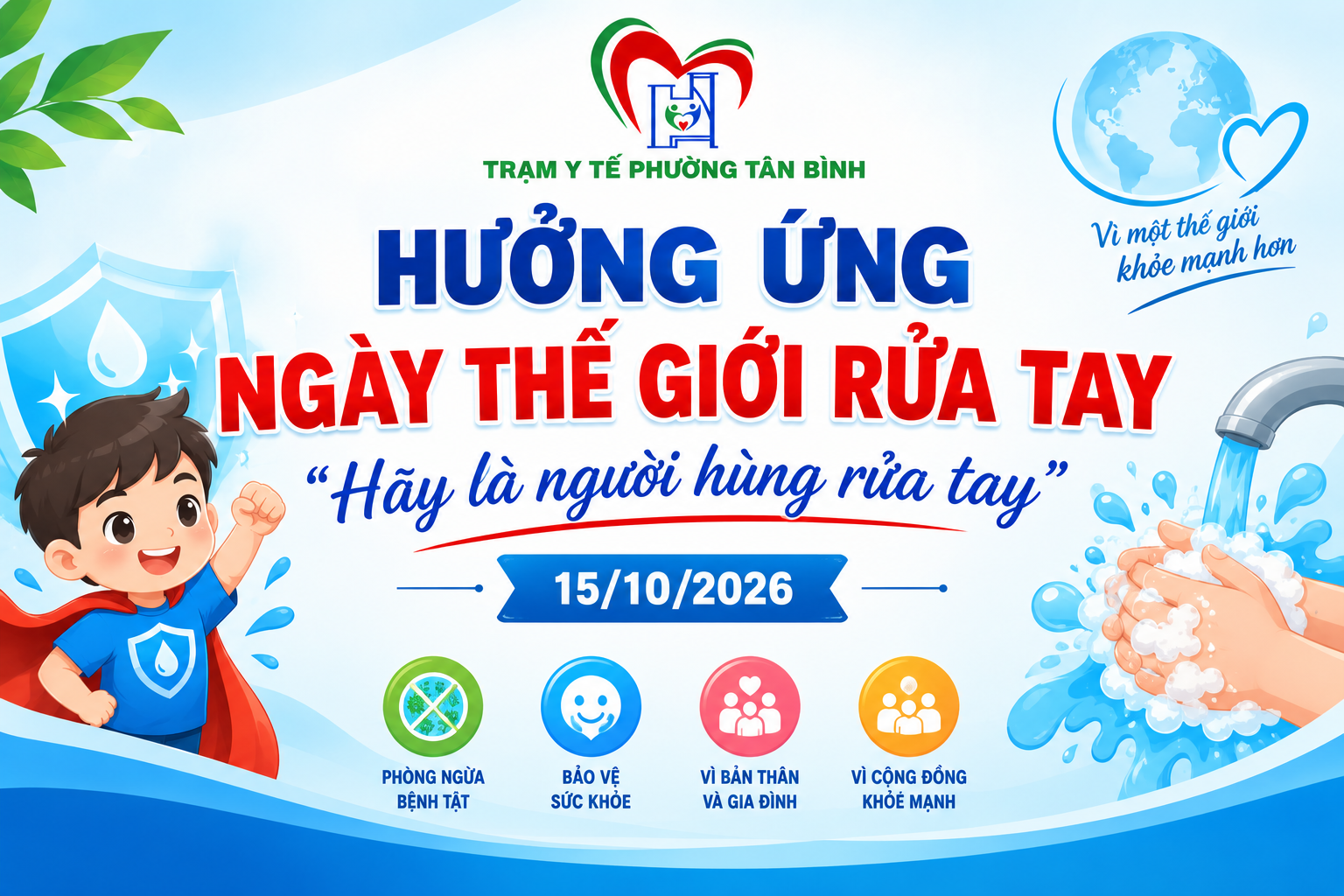 TRẠM Y TẾ PHƯỜNG TÂN BÌNH HƯỞNG ỨNG NGÀY THẾ GIỚI RỬA TAY 15/10/2026