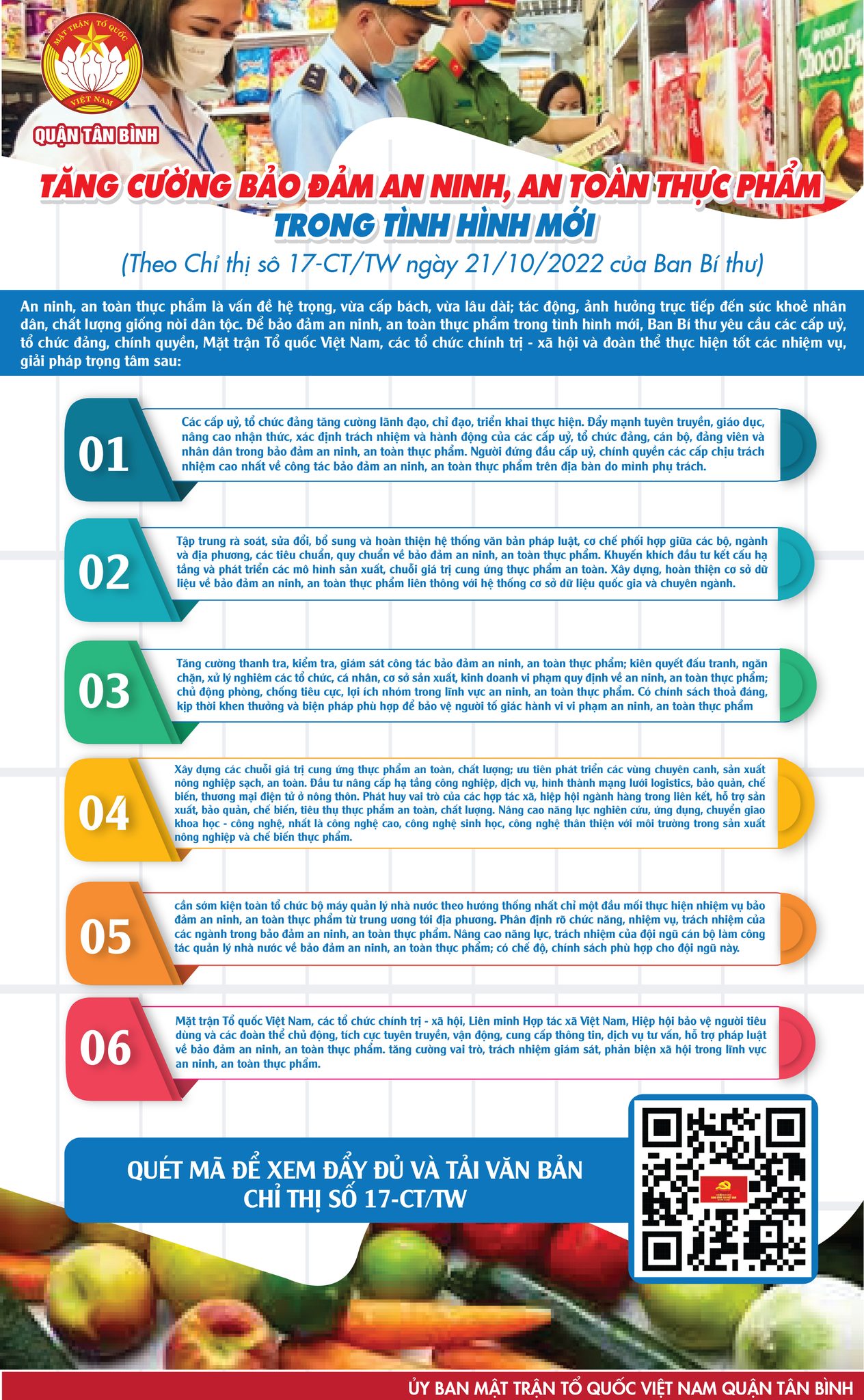 Chỉ thị số 17-CT/TW ngày 21/10/2022 của Ban Bí thư về tăng cường bảo đảm an ninh, an toàn thực phẩm trong tình hình mới