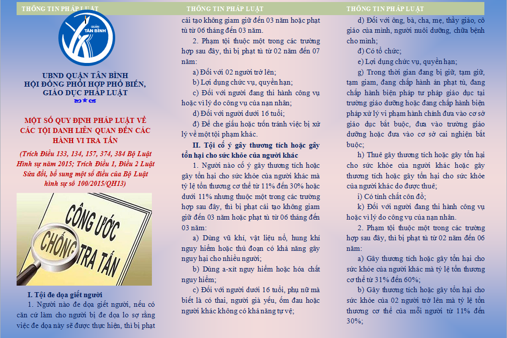 MỘT SỐ QUY ĐỊNH PHÁP LUẬT VỀ CÁC TỘI DANH LIÊN QUAN ĐẾN CÁC HÀNH VI TRA TẤN