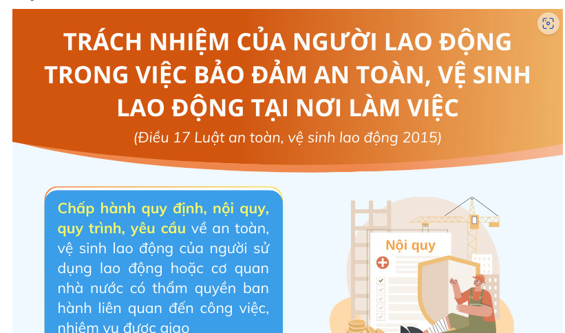 Trách nhiệm của người lao động trong việc bảo đảm an toàn, vệ sinh lao động tại nơi làm việc