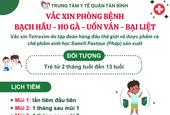 Vắc xin phòng bệnh Bạch hầu - Ho gà - Uốn ván - Bại liệt